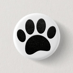 Schwarzes Leder Textur Dog Paw Print Button