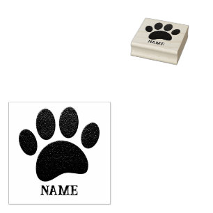 Schwarzes Leder Textur Dog Paw Print Individuelle Gummistempel