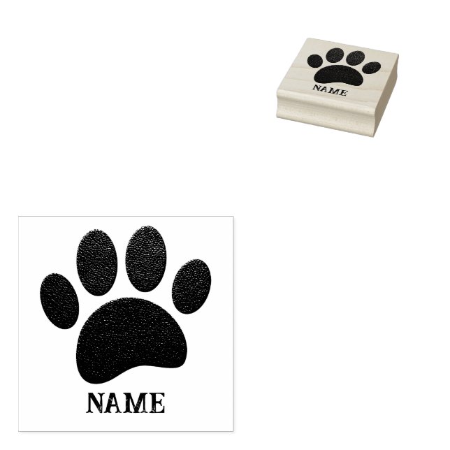 Schwarzes Leder Textur Dog Paw Print Individuelle  Gummistempel (Stempel)