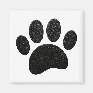 Schwarzes Leder Textur Dog Paw Print Magnet
