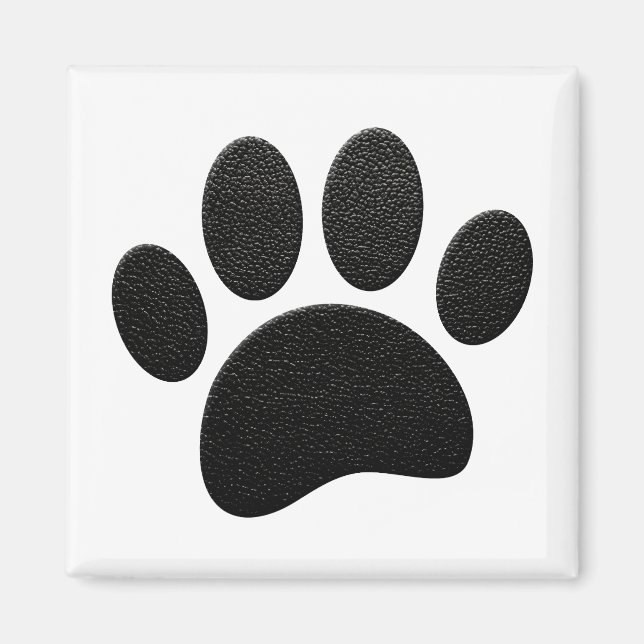 Schwarzes Leder Textur Dog Paw Print Magnet (Vorne)