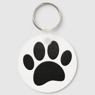 Schwarzes Leder Textur Dog Paw Print Schlüsselanhänger