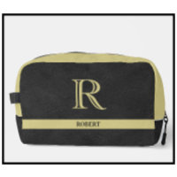 Schwarzes Leder Textur Gold Monogram Name