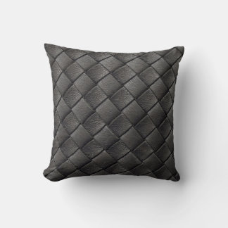 Schwarzes Leder: Vintage Textur Kissen