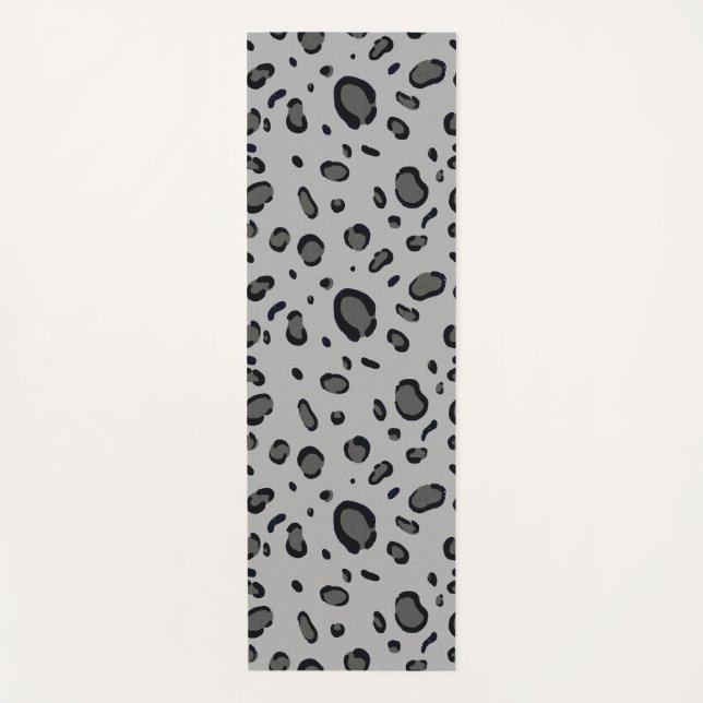 Schwarzes Leopard-Muster auf Grau Yogamatte (Vorderseite)