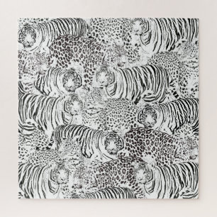 Schwarzes Leopard-Tiger-Muster Puzzle