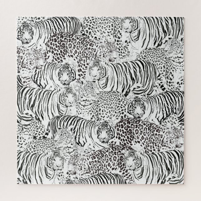Schwarzes Leopard-Tiger-Muster Puzzle (Vertikal)