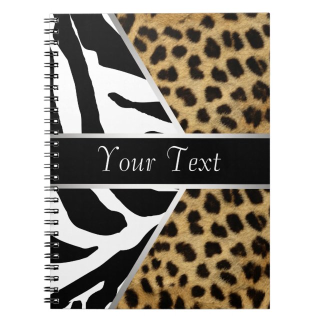 Schwarzes Leopard-Zebra-Spiralnotizbuch Notizblock (Vorderseite)