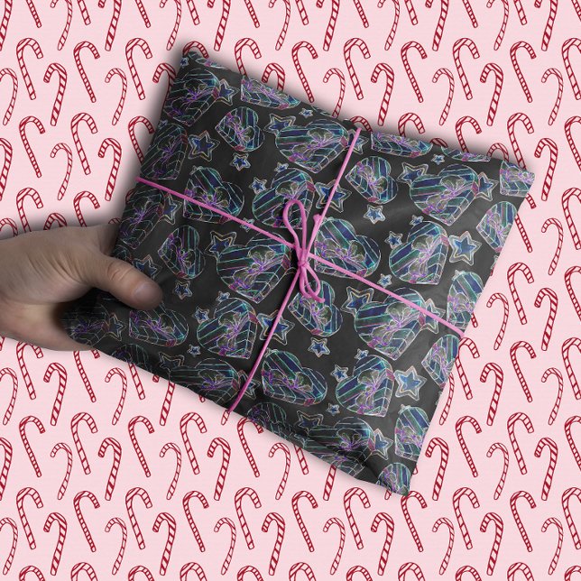 Schwarzes Licht Neon Glow Xmas Herzen und Sterne Seidenpapier (Von Creator hochgeladen)