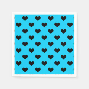 Schwarzes Liebe Herz auf blauem Hintergrund Serviette