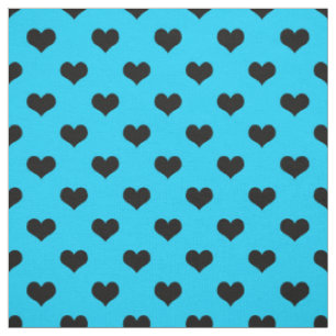 Schwarzes Liebe Herz auf blauem Hintergrund Stoff