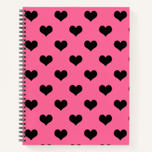 Schwarzes Liebe Herz auf rosa Hintergrund Notizbuch