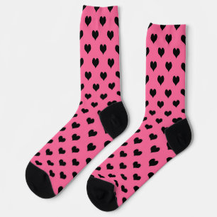 Schwarzes Liebe Herz auf rosa Hintergrund Socken