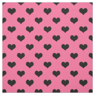 Schwarzes Liebe Herz auf rosa Hintergrund Stoff