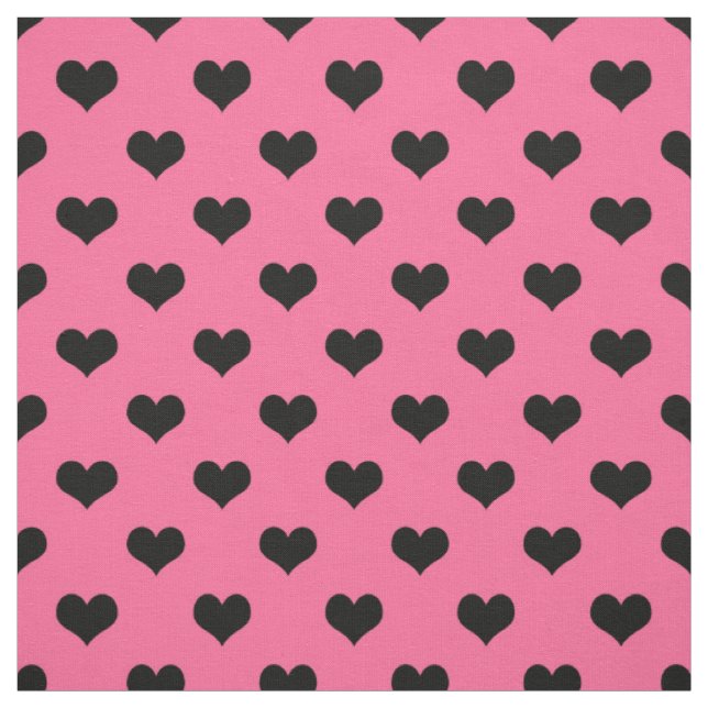 Schwarzes Liebe Herz auf rosa Hintergrund Stoff (Muster)