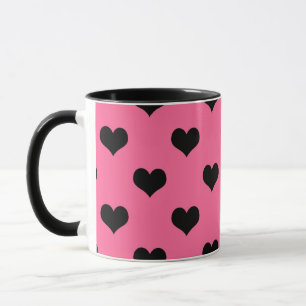 Schwarzes Liebe Herz auf rosa Hintergrund Tasse