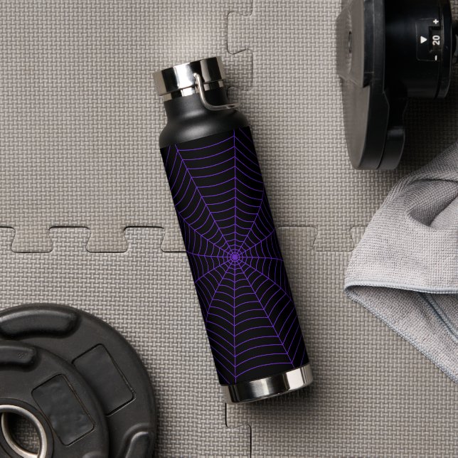 Schwarzes lila Halloween-Muster Trinkflasche (Fitnessstudio)