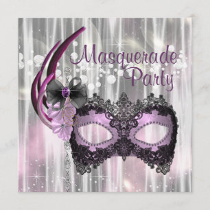 Schwarzes Lila Masquerade-Party Einladung