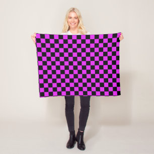 Schwarzes Lila Prüfmuster Kariert Fleecedecke