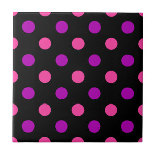 Schwarzes Lila Rosa Punkte Muster  Fliese