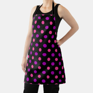 Schwarzes Lila Rosa Punkte-Muster Schürze