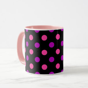 Schwarzes Lila Rosa Punkte Muster Tasse