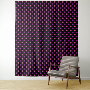 Schwarzes Lila Rosa Punkte-Muster Wandteppich