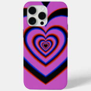 Schwarzes Lila Trippy-Hypnotic-Herz-Liebe-Muster Case-Mate iPhone Hülle