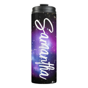 Schwarzes Lila und blaues Himmelsreich Foto Person Thermosbecher