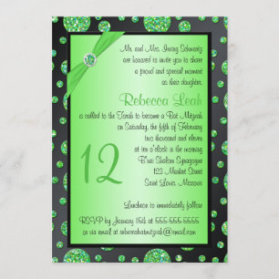 Schwarzes, Limoner Glittery Polka-Punkt-Schläger Einladung