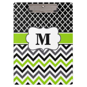 Schwarzes Limones grünes Zickzack Klemmbrett