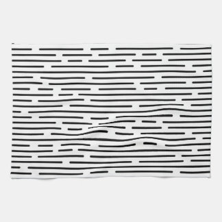 Schwarzes Liniengeometrisches Muster Geschirrtuch