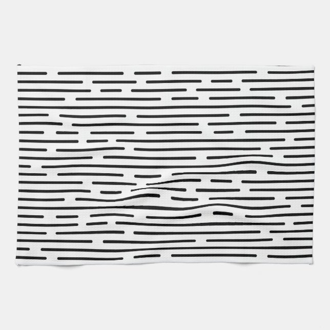 Schwarzes Liniengeometrisches Muster Geschirrtuch (Horizontal)