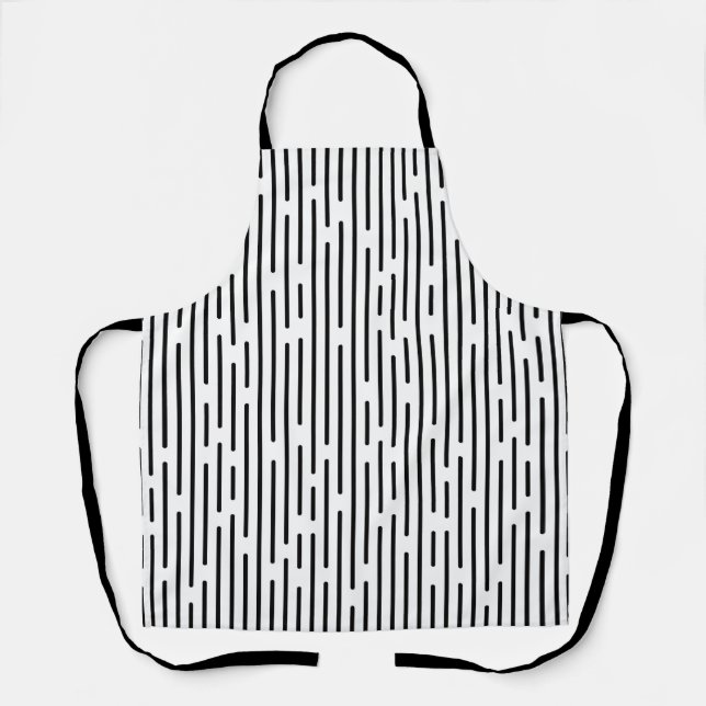 Schwarzes Liniengeometrisches Muster Schürze (Vorderseite)