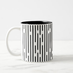 Schwarzes Liniengeometrisches Muster Zweifarbige Tasse