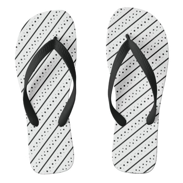 Schwarzes Linienmuster Geometrie Punkte Flip Flops (Fußbett)