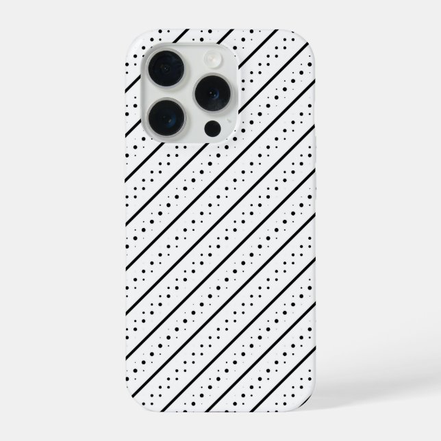 Schwarzes Linienmuster Geometrie Punkte iPhone Hülle (Rückseite)
