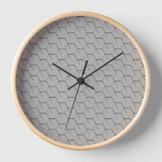 Schwarzes Linienmuster Würfel Geometrie Einfach Uhr