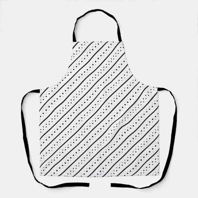 Schwarzes Linienpunktmuster Geometrie Schürze (Vorderseite)