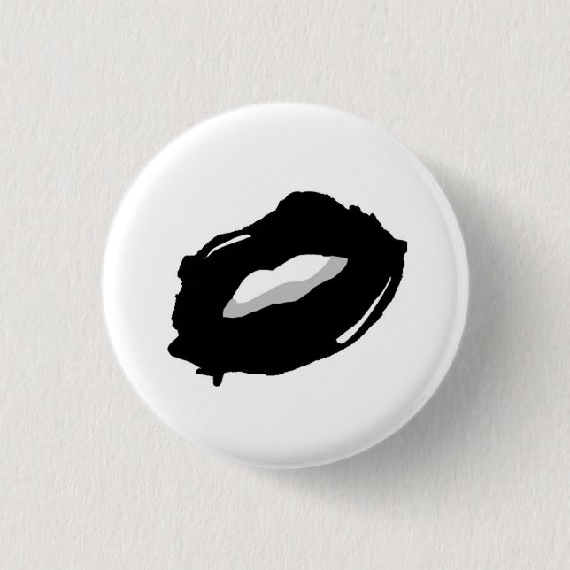 Schwarzes LippenPop-Kunst-Button Button (Vorderseite)