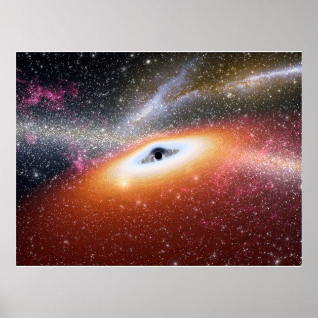 Schwarzes Loch im Zentrum einer Galaxie Poster (Vorne)