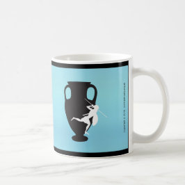 Schwarzes Logo des Spektrums auf einer blauen Tasse