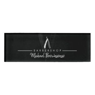 schwarzes Logo einfache Haarschneidemaschine Frise Namenschild