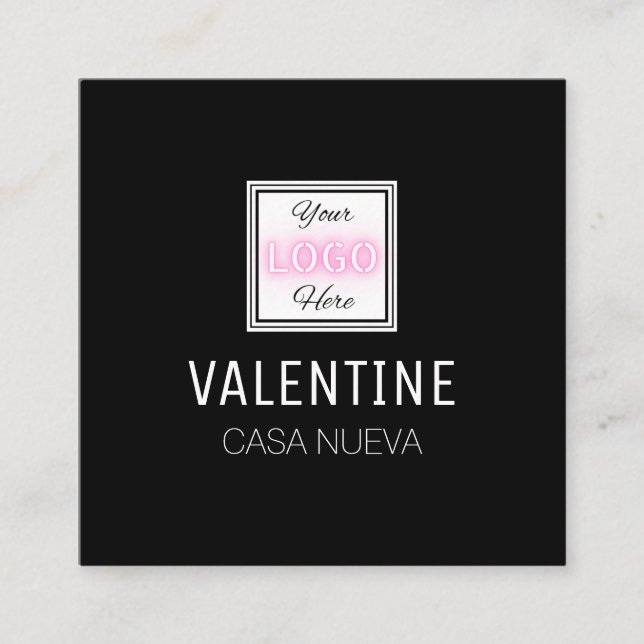 Schwarzes Logo, einfache Minimal-Square-Visitenkar Quadratische Visitenkarte (Vorderseite)