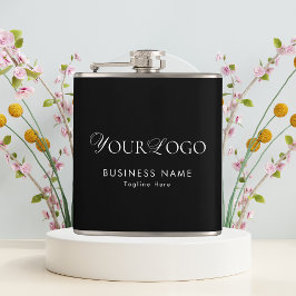 Schwarzes Logo für eine lange, horizontale Firmenf Flachmann