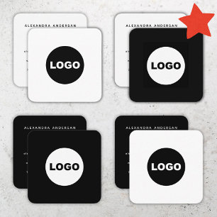 Schwarzes Logo Soziale Medien Elegant Modern Quadratische Visitenkarte