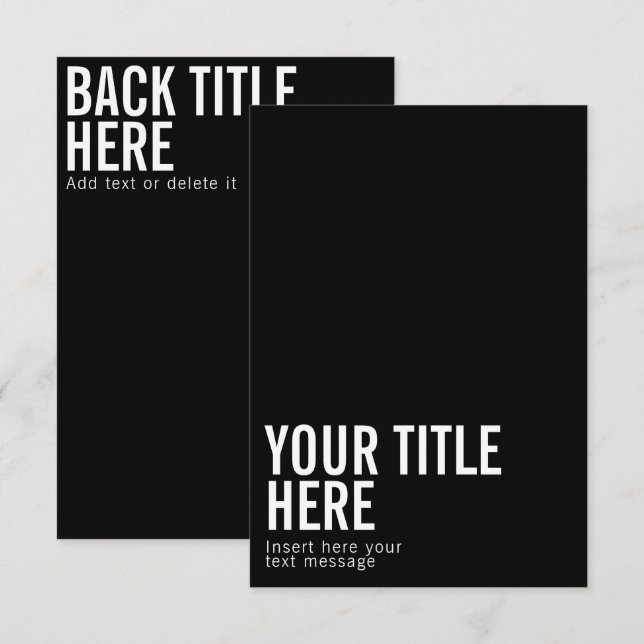 Schwarzes Logo und Text moderne, scharfe Einladung (Vorne/Hinten)