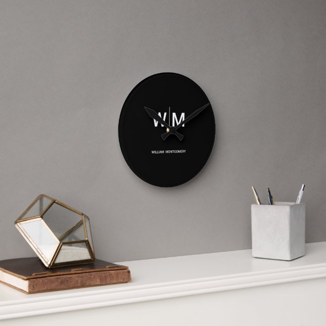 Schwarzes Logo | Unternehmen Runde Wanduhr (Büro)