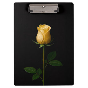 Schwarzes Luxe-Clipboard 4 mit sonnengelber Rose Klemmbrett