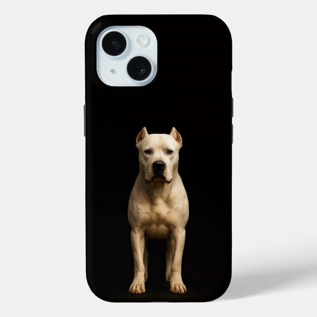 Schwarzes Luxe iPhone 15 Case, Bold Dogo Argentino Case-Mate iPhone Hülle (Rückseite)